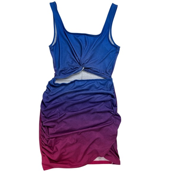 Y2K Ombre Bodycon Mini Dress M Sunset Ombre Tropical Vacation Clubwear Summer - Picture 2 of 8
